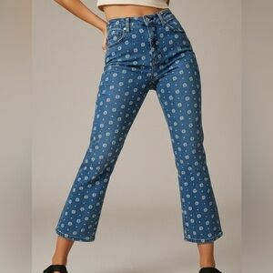 PILCRO Anthropologie High-Rise Bootcut Crop Daisy Embroidered Jeans NWT